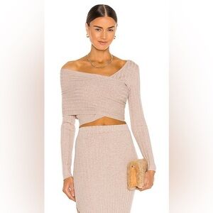 NWT Ronny Kobo Rosette Knit Top in Oatmeal